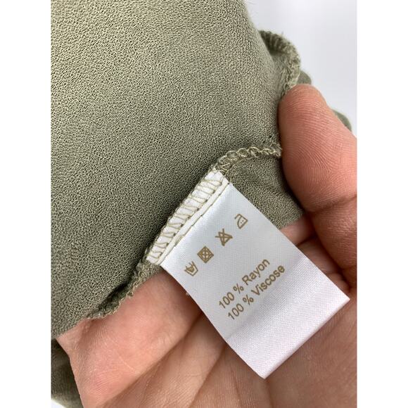 Uma and Leopold Uma Maxi Kaftan Dress Women's Sz Small Light Olive Green V-Neck - Picture 4 of 7